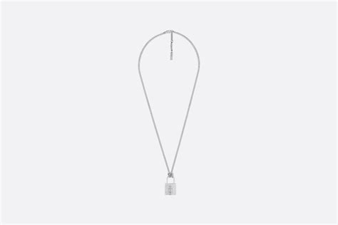 Dior Oblique Brass Padlock Necklace 